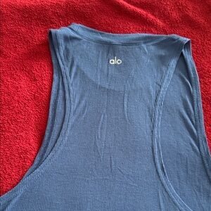 ALO Yoga Ribbed Blue Tank Top